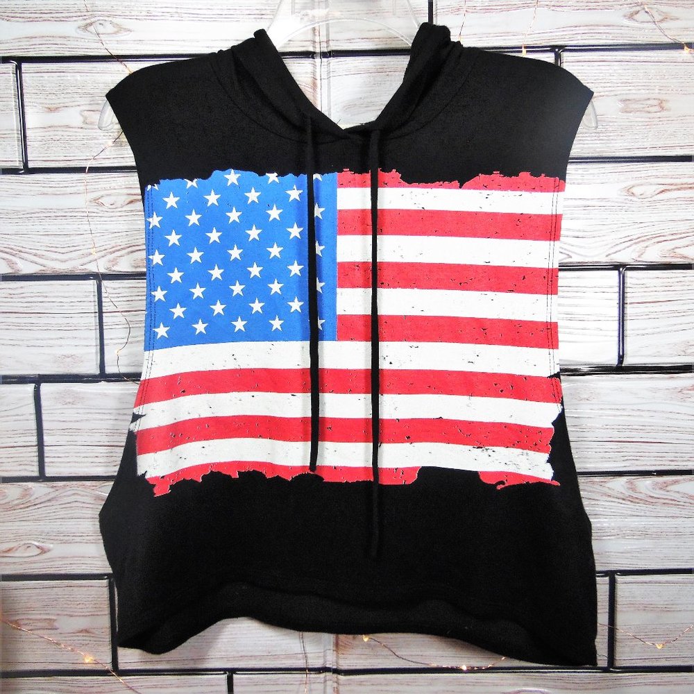 Blushed American Flag Sleeveless Hoodie